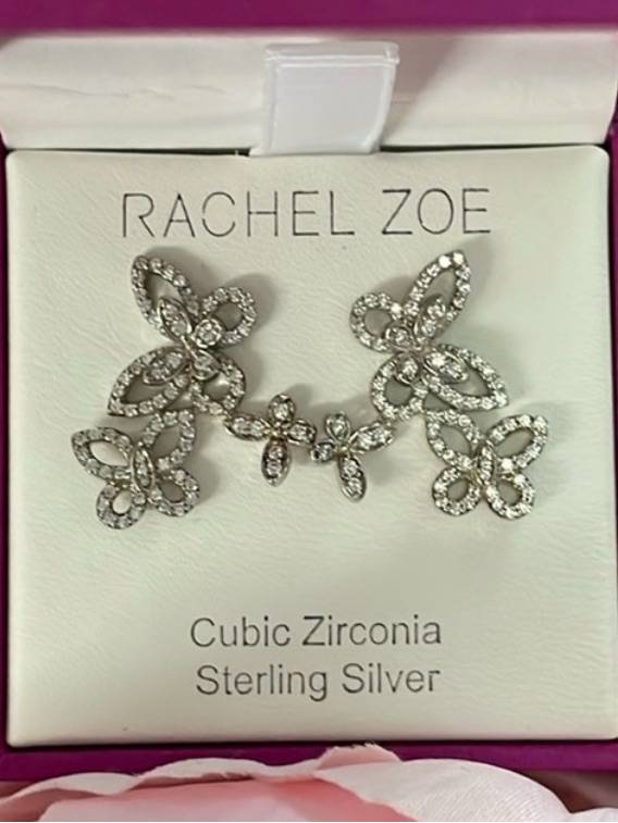 Rachel Zoe Sterling Silver Butterfly Trio Earrings - New 25$